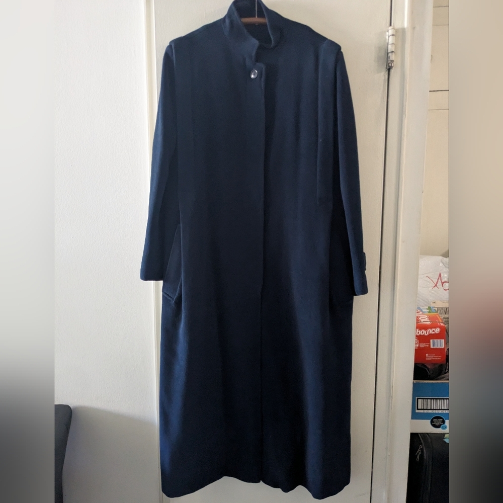 Luba Vintage Wool Coat in Navy Blue